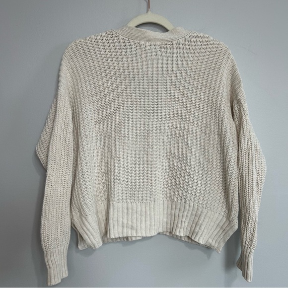 Aerie Wide Rib Oversized Cream Button-Up chunky Knit Women's Cardigan Size XXS - Picture 6 of 7